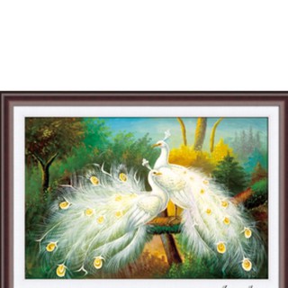 Tranh Thêu Chữ Thập Khổng Tước Trắng 88842 66x44cm, chưa Thêu