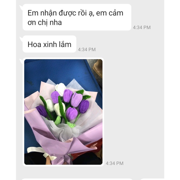 Hoa Tulip bằng len móc handmade dùng trang trí/quà tặng