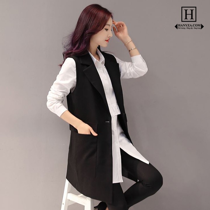 Áo Gi Lê Nữ Dáng Dài 1 Cúc Cổ Vest 803011 | BigBuy360 - bigbuy360.vn