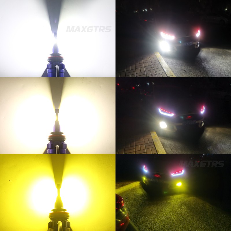 Bộ 2 đèn pha LED MAXGTRS với 3 màu sắc sáng ấm/trắng/vàng H7 H8 / H9 / H11 9005 HB3 9006 HB4 9012 6000K 3000K 4300K ​