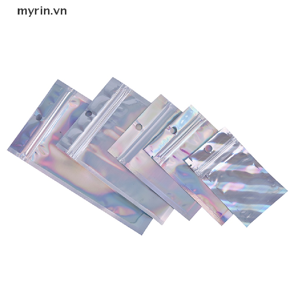Set 10 Túi Zip Nhựa Màu Holographic Đựng Mỹ Phẩm Tiện Dụng