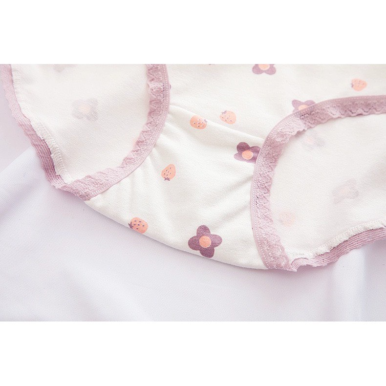 Quần Lót nữ Cotton dễ thương tone hoa tím paster thoáng mát kháng khuẩn mã L160
