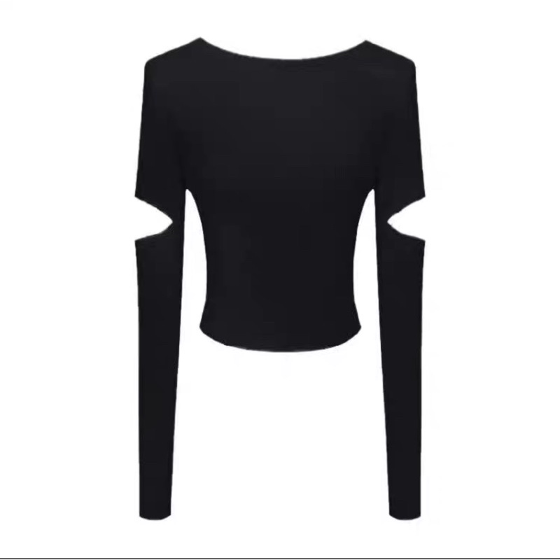 Áo Thun Trơn Dài Tay Cổ Chéo Cách Điệu