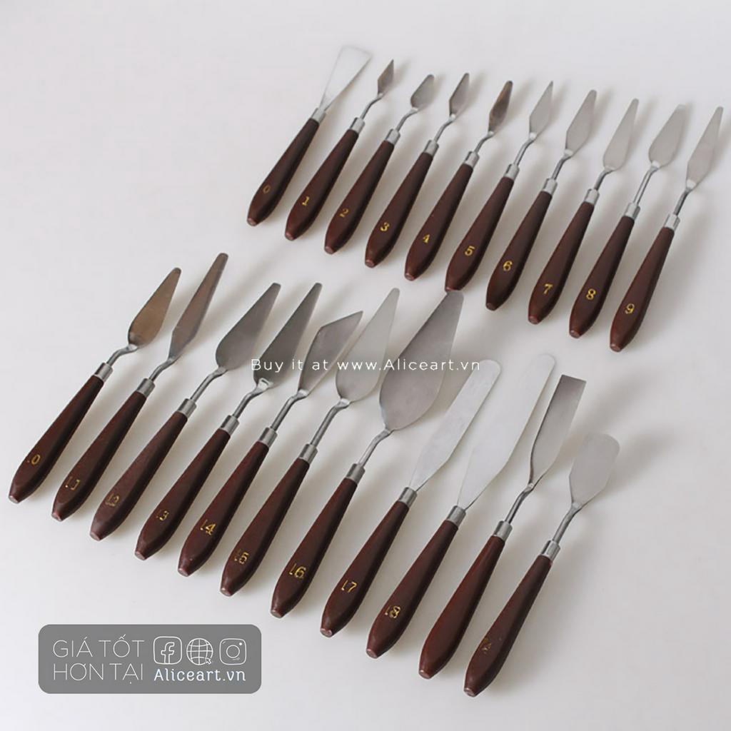 Bay cán nâu trộn màu acrylic, sơn dầu, màu bột đa năng