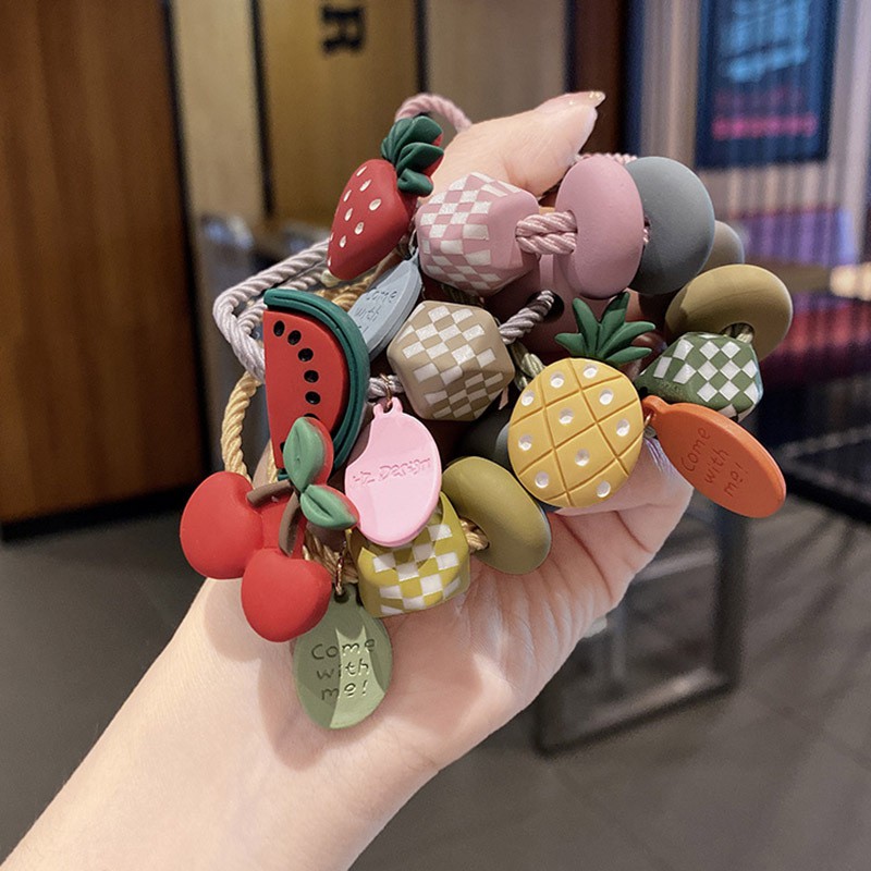 Dây buộc tóc trang trí mặt hình trái cây đáng yêu dành cho nữ