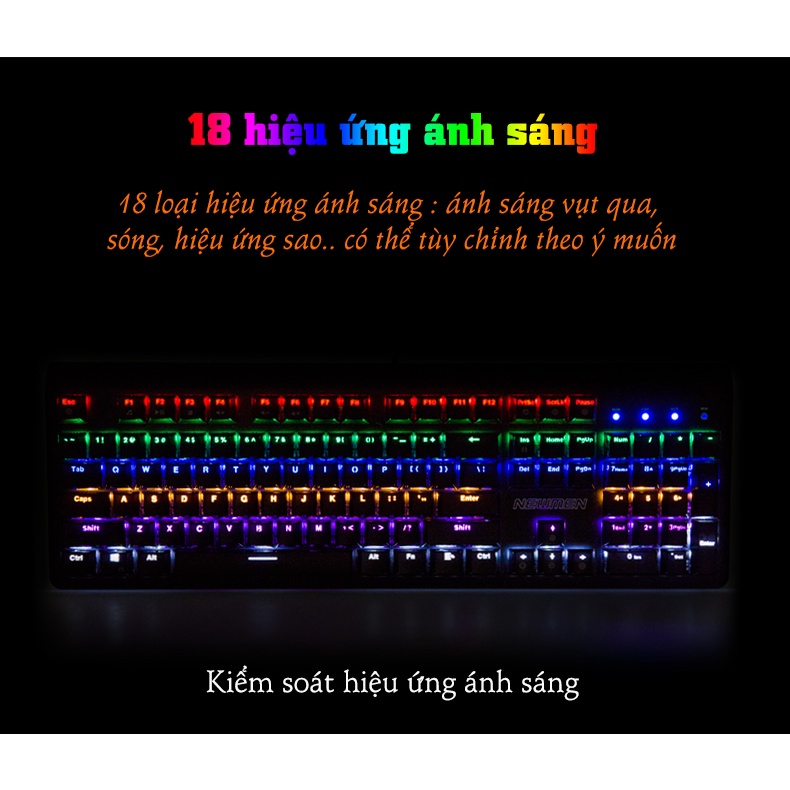 Bàn phím cơ có dây Gaming Newmen GM390, Hotswap, Khung nhôm, Keycap phun kép siêu bền, LED RGB, chống bụi, chống nước