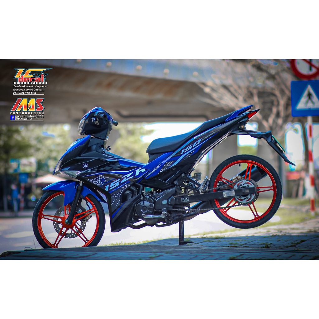 Tem rời exciter 150 đen xanh y15zr , hình ảnh thực tế, tem 3 lớp cao cấp