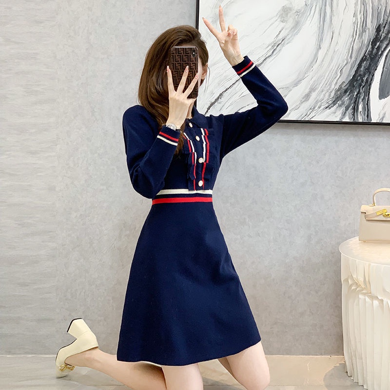 Xiaoxiang Đầm Thời Trang Thu Đông Phong Cách Pháp Cao Cấp Cho Nữ