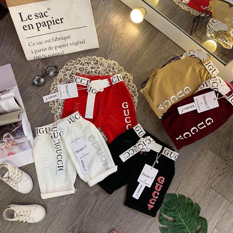 Quần kaki Guchi KÈM THẮT LƯNG cực chất cho bé trai - QKGTL