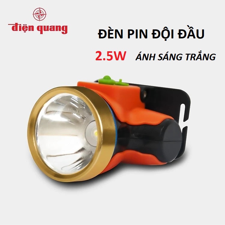 Đèn pin đội đầu Điện Quang ĐQ PFL14 R OY DL (Pin sạc Lithium, Cam – Vàng, 2.5W, ánh sáng trắng)