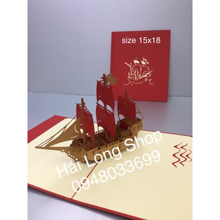 Thuyền 4 ( 3 Cánh ) - Boat - Thiệp 3D ( nhiều màu )