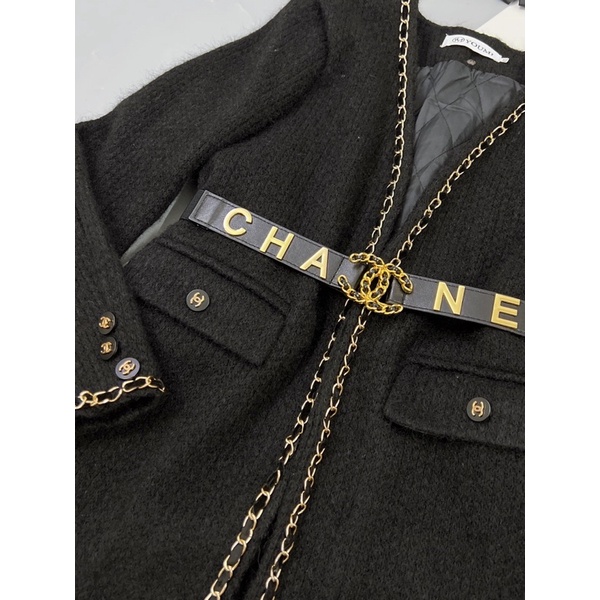 Áo khoác len lông viền xích Hàn quốc kèm đai | BigBuy360 - bigbuy360.vn