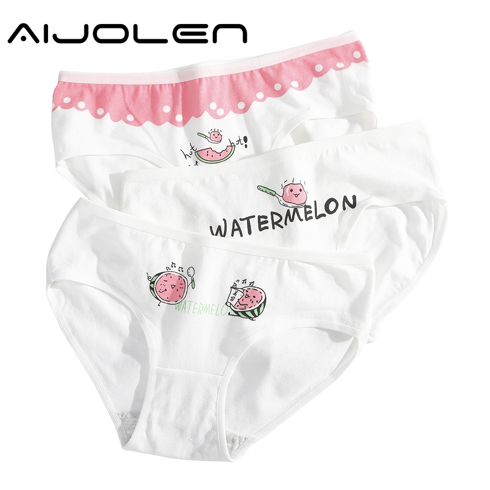 Quần Lót Aijolen Cotton In Họa Tiết Trái Cây Xinh Xắn Dành Cho Nữ