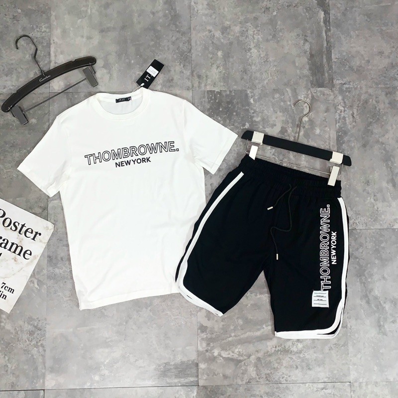 Bộ Hè Nam Thom Nổi Chữ Thêu Vạch Cực Sang | BigBuy360 - bigbuy360.vn