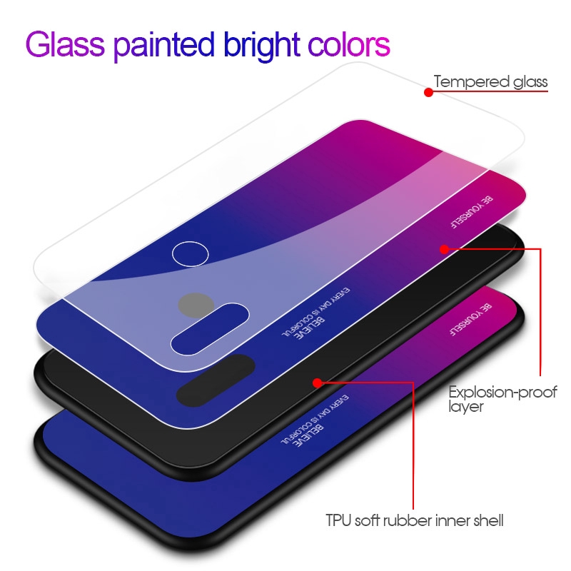 Ốp điện thoại kính cường lực màu Gradient cho Asus Zenfone Max Pro M2 ZB631KL ZB633KL M1 ZB602K ZB601KL