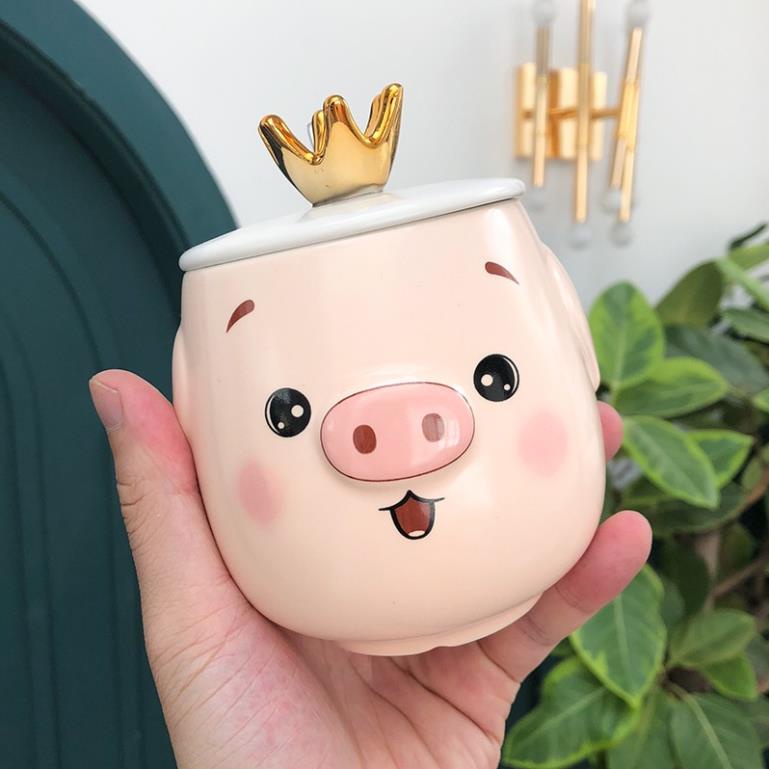 Ly sứ uống nước, cốc sứ pha trà, cà phê gốm sứ hình HEO VƯƠNG MIỆN