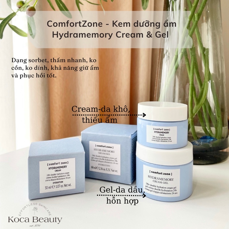 Kem Dưỡng Ẩm Comfort Zone Hydramemory Cream Gel 60ml/Cream 30ml