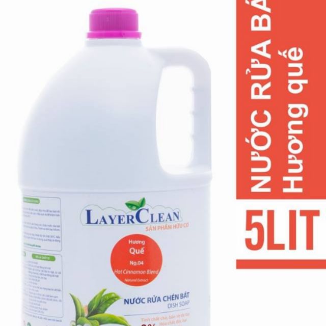 Nước rửa chén bát hữu cơ Layer Clean hương Quế 5L