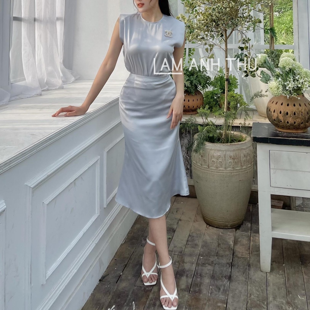 Set váy lụa ngọc trai 🌸🌸 Chất lụa Hàn cao cấp thanh lịch, sang trọng, mềm mại đi làm công sở, đi chơi