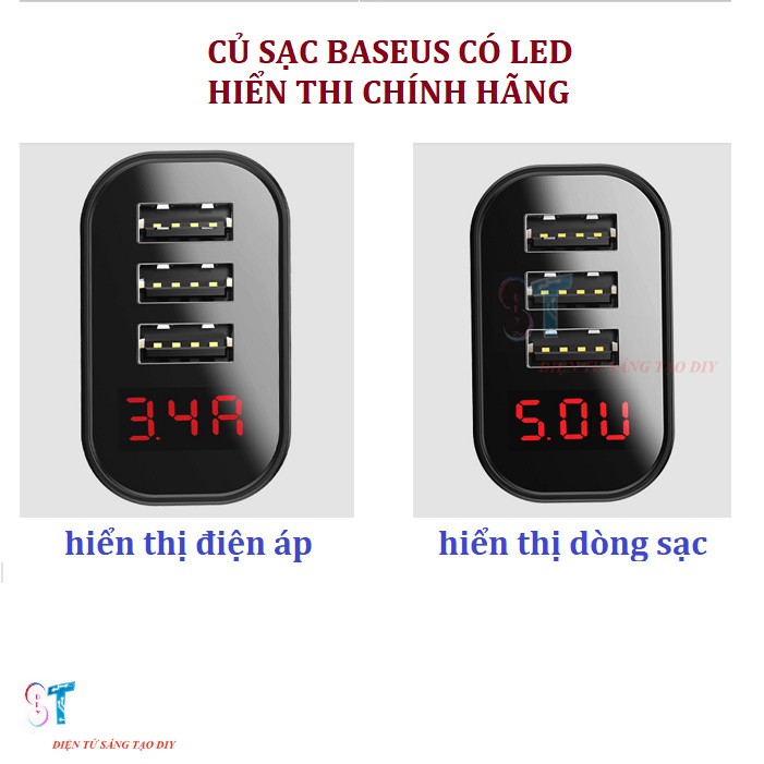 Bộ sạc đa năng Baseus Mirror Lake 3 cổng SẠC NHANH 3.4A