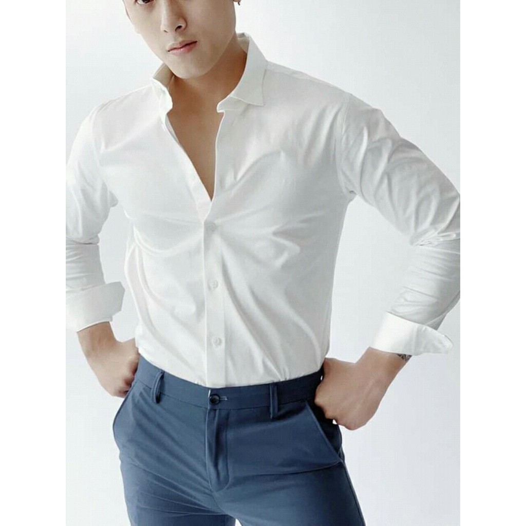 Sơ mi Cổ Bẻ nam dáng chuẩn form ôm body Cam Kết Giống Hình (Cam kết giống hình) | BigBuy360 - bigbuy360.vn