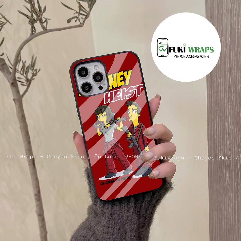 Ốp Lưng Kính Cường Lực / Case Money Heist Chống Vỡ Dành Cho 13ProMax 12ProMax 11ProMax X XSMAX Fukishop