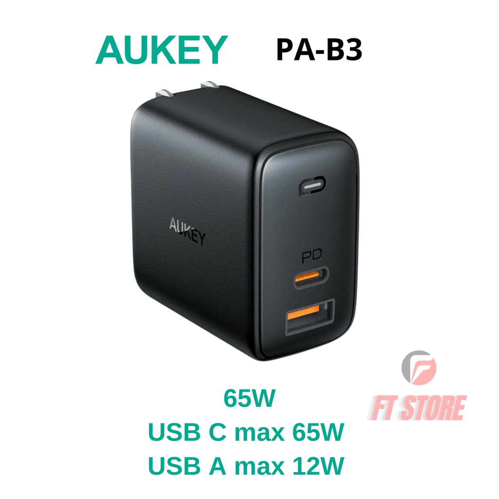 [GIAO HOẢ TỐC] Củ Sạc Nhanh GaN AUKEY PA-B3 / PA-B4 65W Sạc Laptop, Tablet 65W, PD 20W Cho IP8/IP13Prm