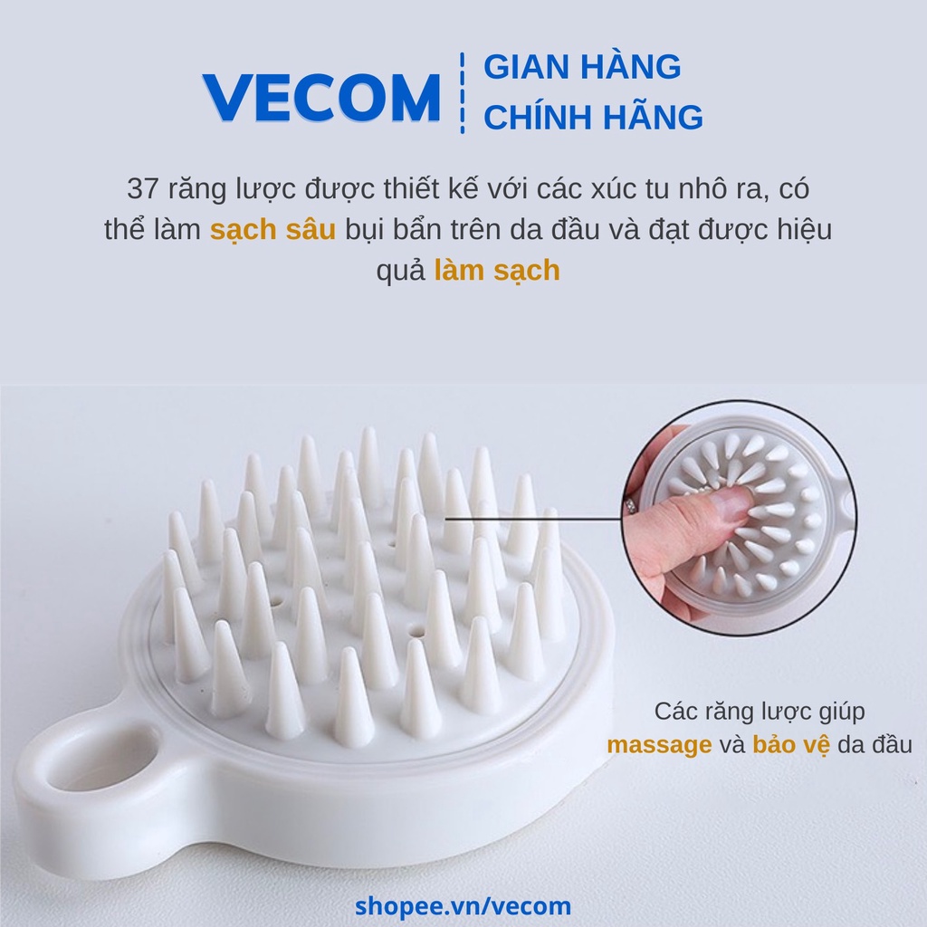 Lược Gội Đầu Muji Xuất Nhật Silicon Massage Đầu Giảm Stress Rụng tóc Kích Thích Mọc Tóc VECOM