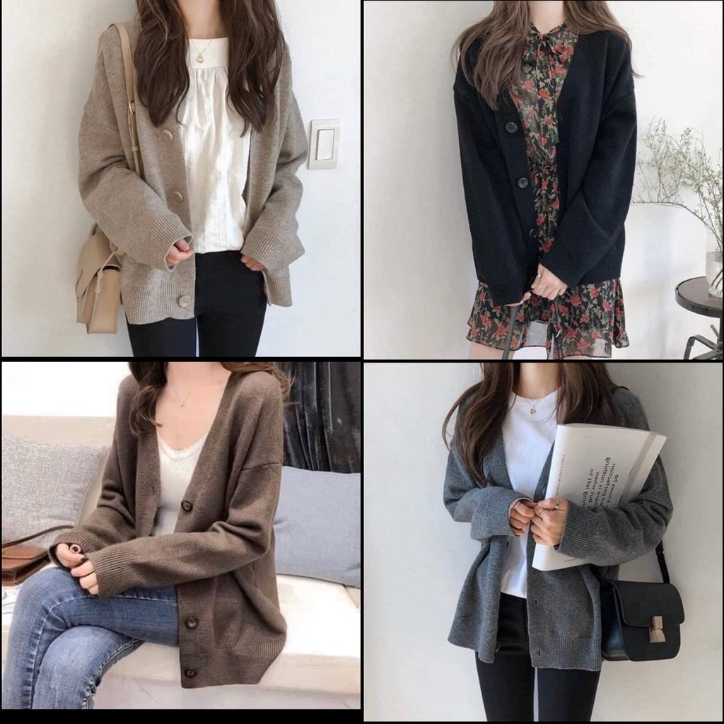 ÁO KHOÁC CARDIGAN LEN 4 khuy QUẢNG CHÂU CAO CẤP AL999