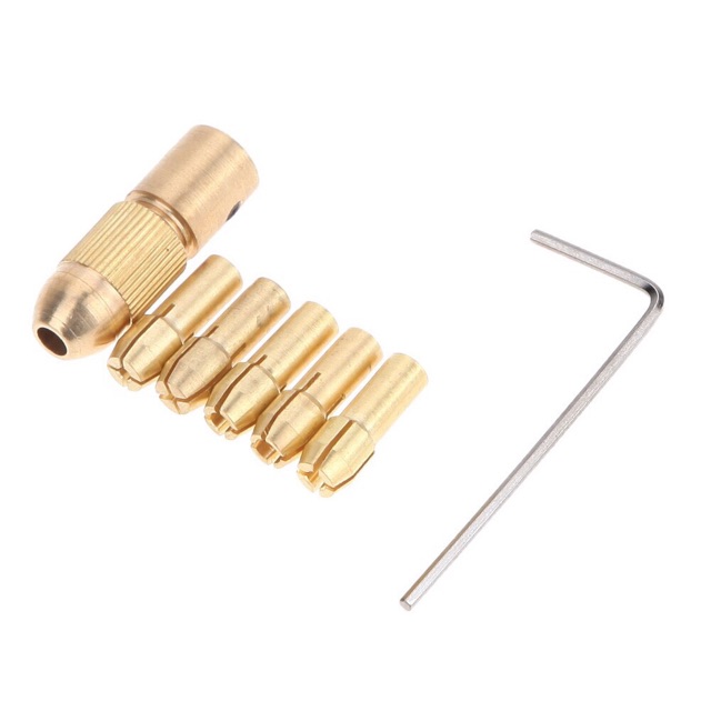 Đầu kẹp mũi khoan mini 7 món dùng cho motor 775 trục 5mm 3.17mm 2.35mm