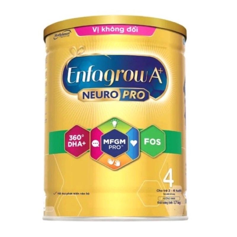 Sữa bột Enfagrow A+4 830g ->1,7kg VỊ NHẠT DỄ UỐNG, VỊ KHÔNG ĐỔI (móp)