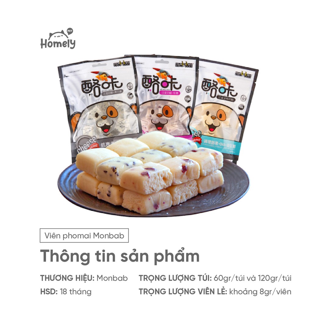 Viên Phô Mai Sữa Monbad,  Snack Thưởng, Thức Ăn, Bánh Thưởng Chó Mèo Hamster - Homely Pet