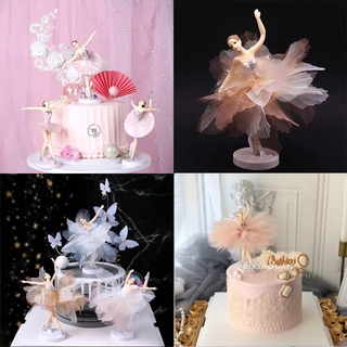 Set phụ kiện trang trí bánh kem hình vũ công Ballet hoạt hình 3D tùy chọn dành cho trẻ em