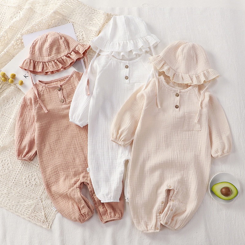 Áo liền quần vải cotton đáng yêu có nón đội phong cách lễ hội mùa xuân dành cho trẻ sơ sinh