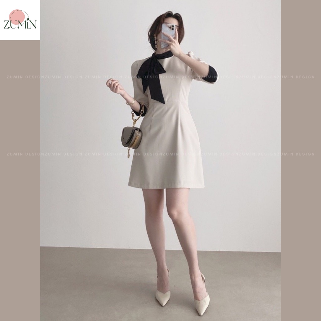 Đầm Váy Thiết Kế Chất Liệu Vải Chéo Hàn Quốc Thanh Lịch Sang Trọng