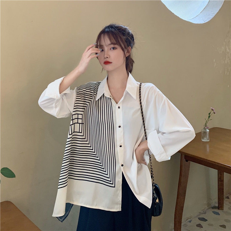 Sơ Mi Nữ Dài Tay Dáng Rộng Kẻ Sọc 573