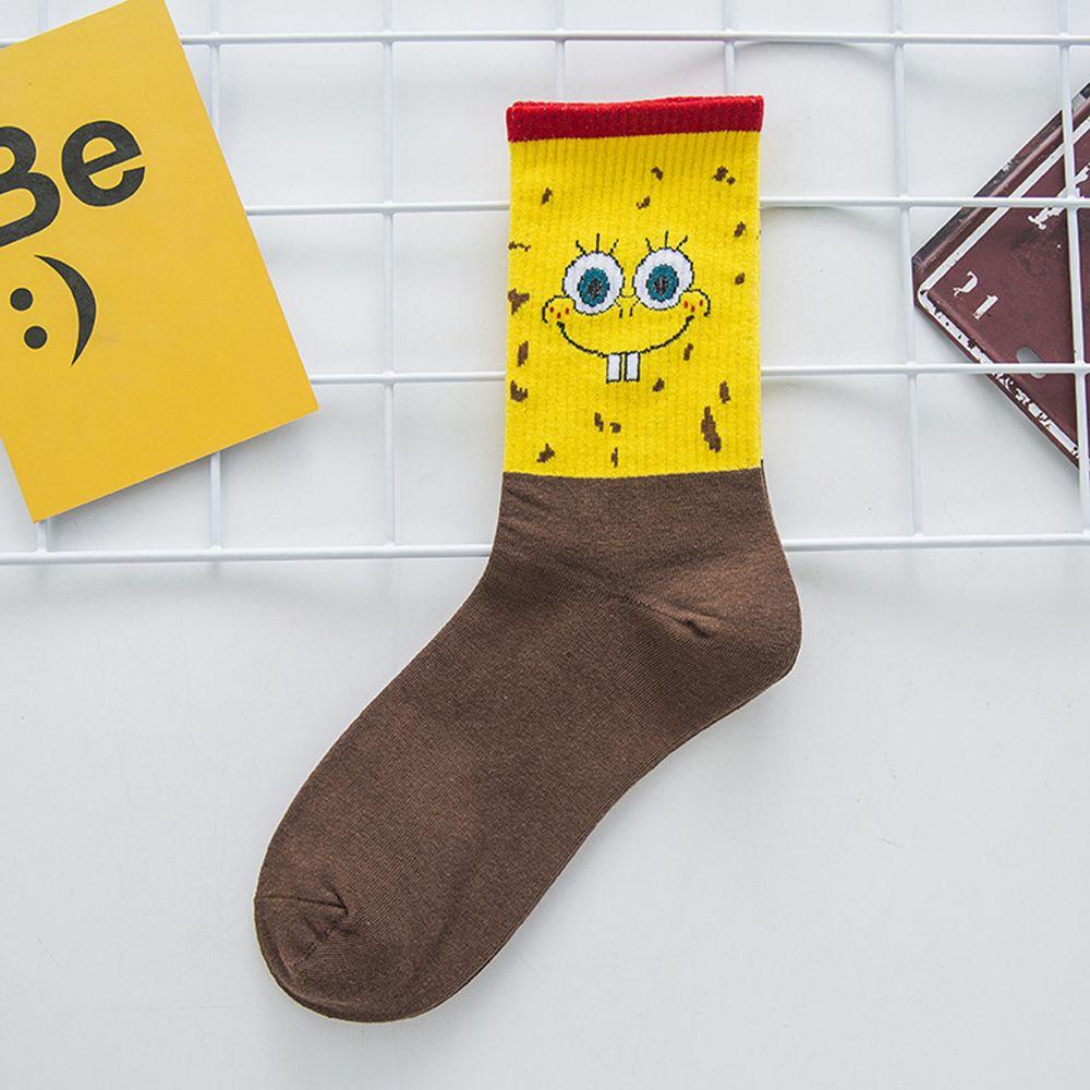 Vớ Cổ Vừa In Họa Tiết SpongeBob Phong Cách Đại Học Cho Nam Và Nữ
