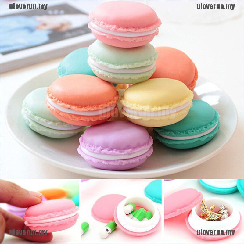 Hộp đựng trang sức/thuốc tạo hình bánh macaron màu sắc dễ thương