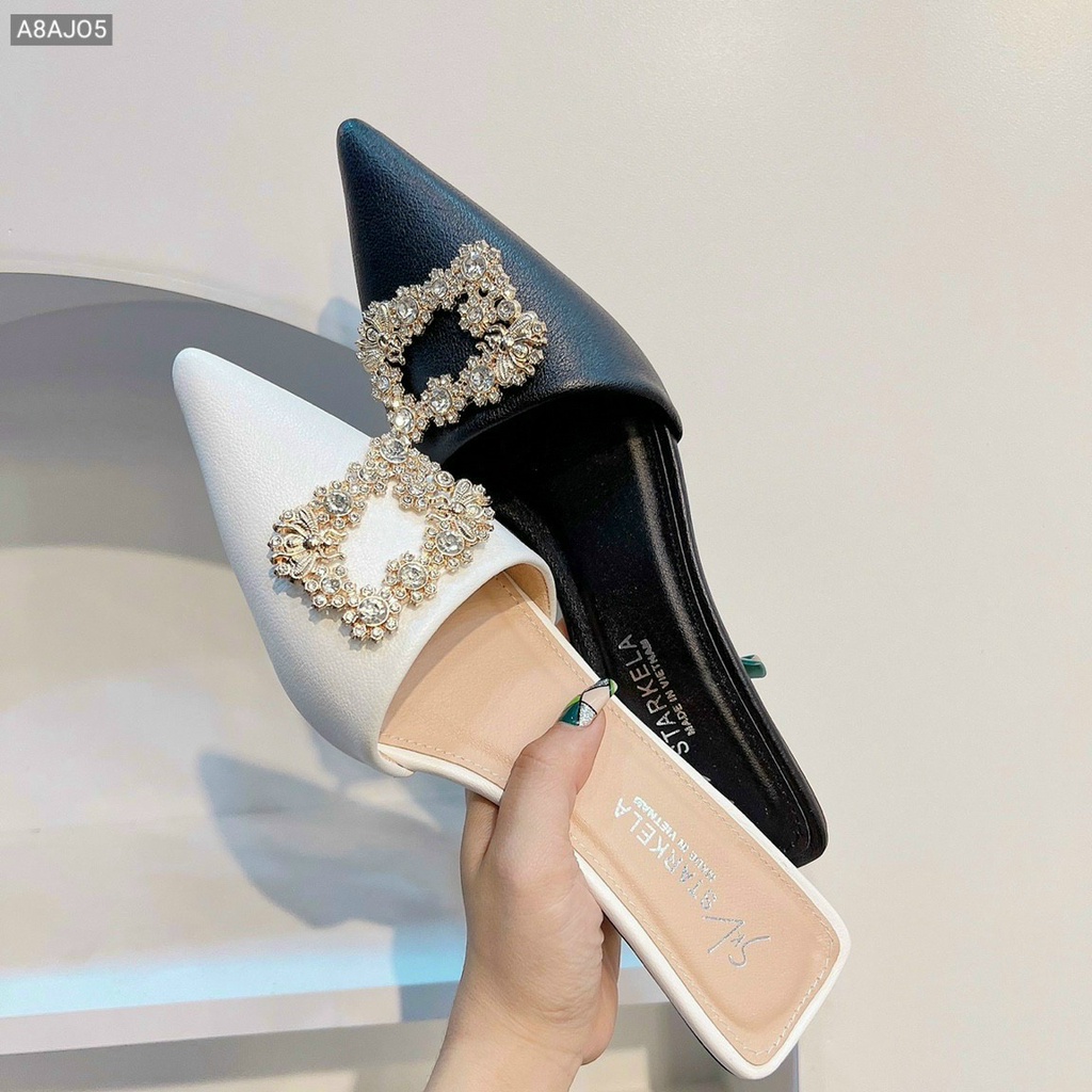 Sục Khóa Vuông Đính Đá Mũi Nhọn Gót Nhọn 5 Phân Chất Da Mịn Đẹp