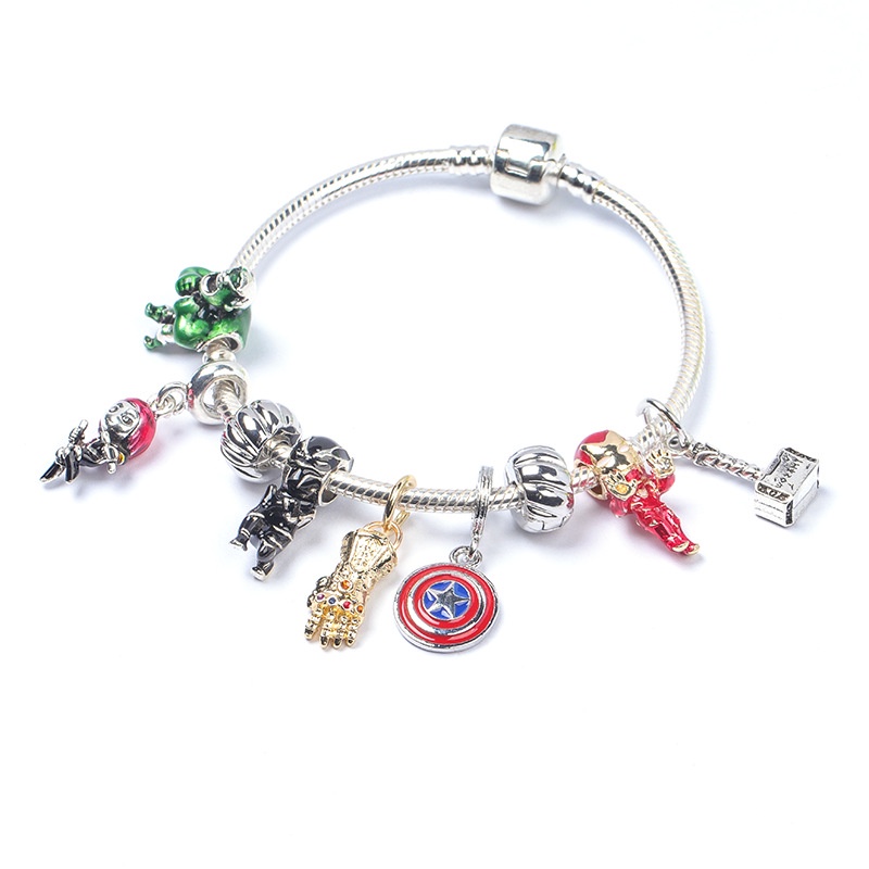 Vòng Tay Chuỗi Hạt Mặt Hình Khiên Của Marvel Iron Man Avengers Thời Trang Cho Nam