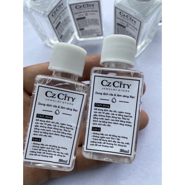Nước rửa trang sức bạc CzCity 30ml dung dịch làm sáng bóng bạc như mới PK010