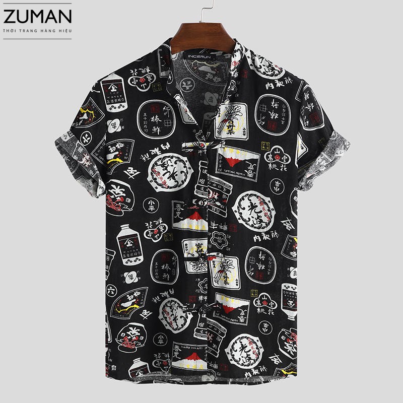 Áo sơ mi nam ngắn tay vải lụa thiết kế hoạ tiết Taiwan - ZUMAN - ASM46 | BigBuy360 - bigbuy360.vn