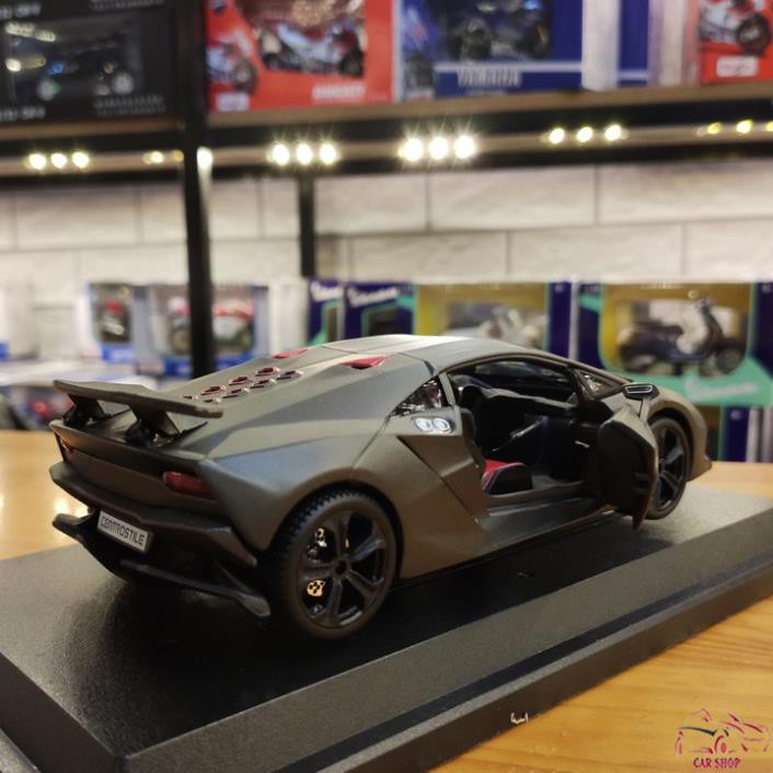 Mô hình ô tô siêu xe Lamborgini Sesto Elemento tỉ lệ 1/24 hãng Burago màu đen nhám