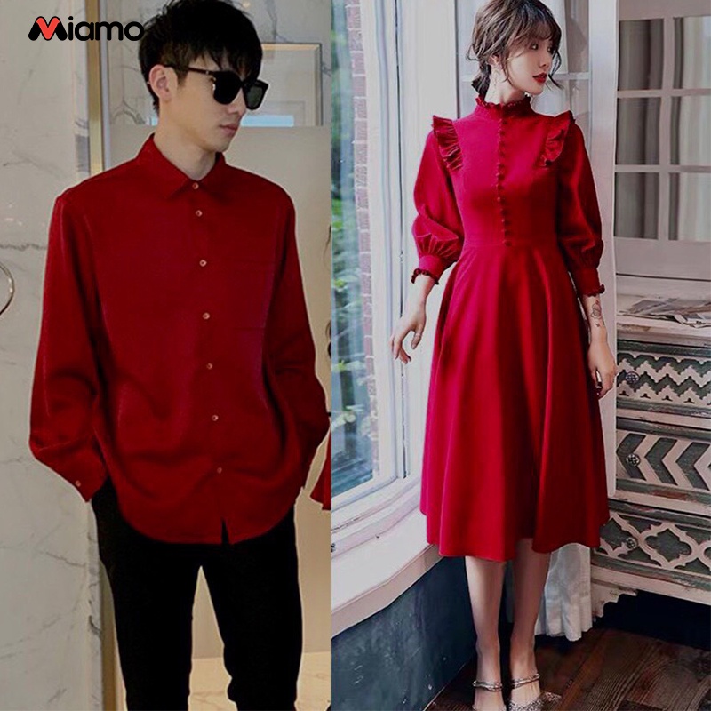 [Freeship] Set đồ đôi áo sơ mi nam - đầm nữ công chúa phong cách châu âu Miamo NB444 (kèm ảnh thật)