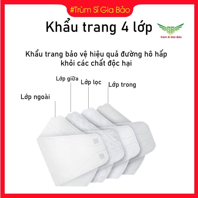 Set 50 chiếc khẩu trang 3d kf94 kháng khuẩn công nghệ Hàn Quốc, khẩu trang 4d 4 lớp ngăn bụi mịn cho người lớn trẻ em