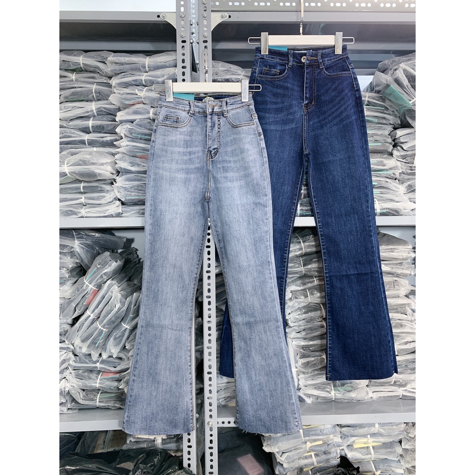 quần jeans nữ ống loe quần bò loe ống bass cạp lưng cao phom dài 100cm chất jean co dãn | BigBuy360 - bigbuy360.vn