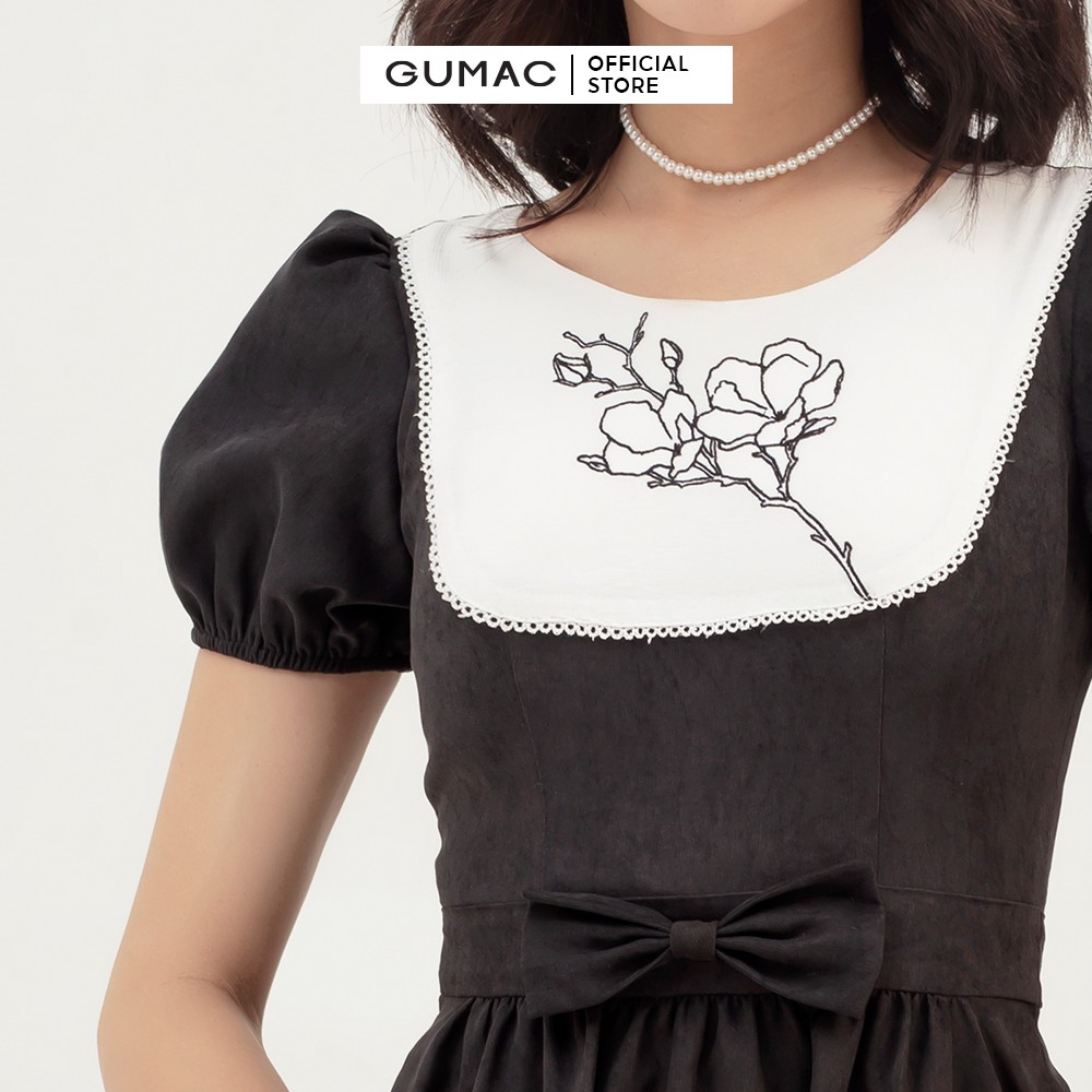 [Mã WABRG208 giảm 10% tối đa 50k đơn từ 250k] Đầm xòe nữ phối yếm thêu GUMAC phong cách thanh lịch, sang trọng DB395 | BigBuy360 - bigbuy360.vn