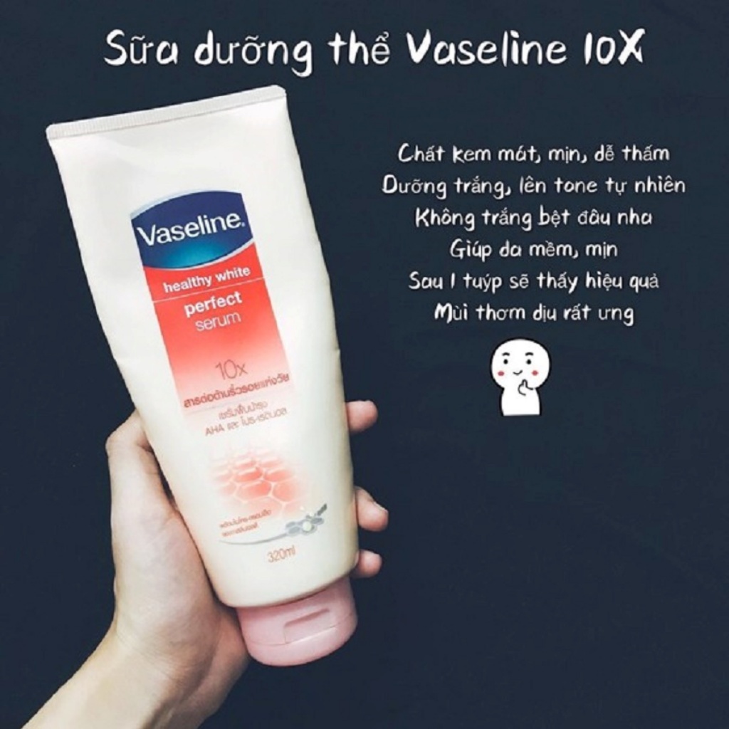 Sữa dưỡng thể trắng da Vaseline 10X Healthy White Perfect Serum Thái Lan 320ml, da trắng vượt trội