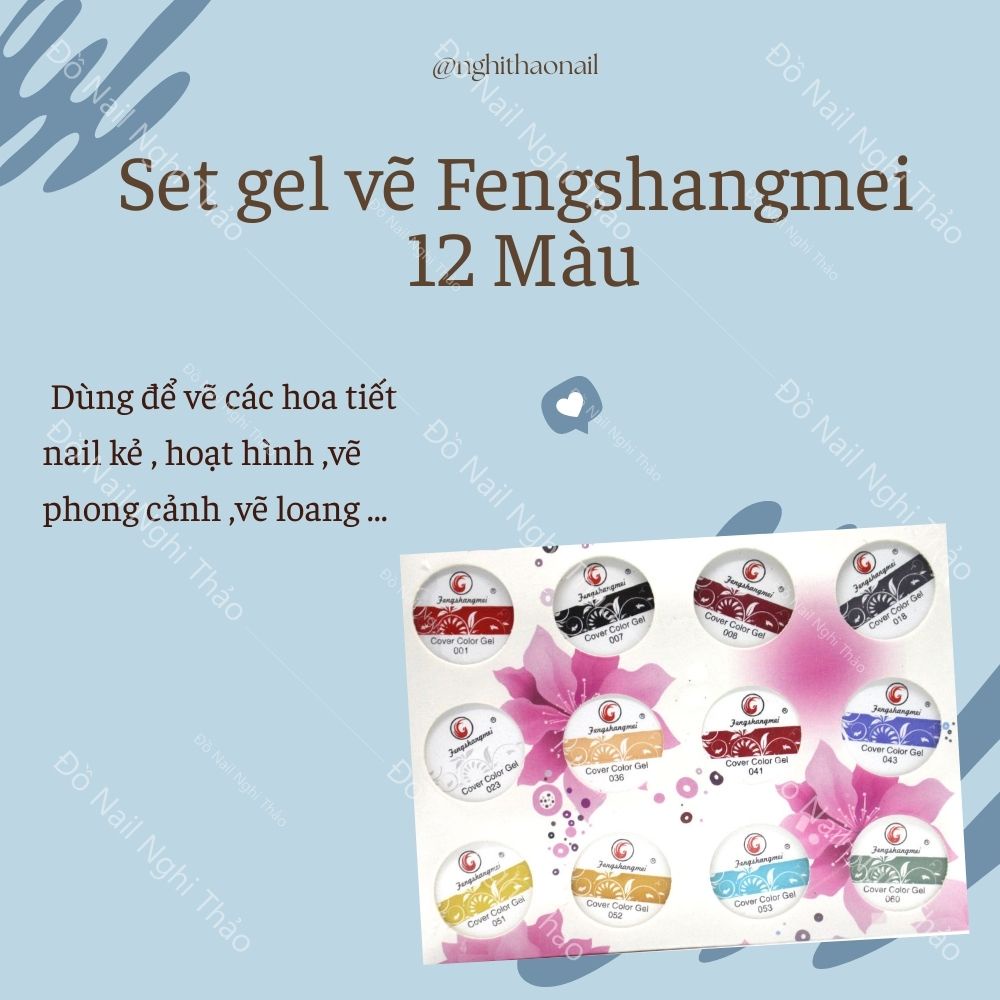 Set gel vẽ nail Fengshangmei 12 Màu