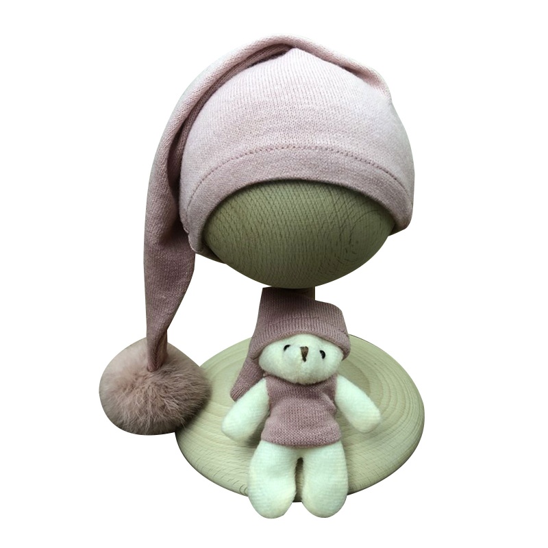 Set 3 Món Áo Liền Quần Tay Dài Kèm Nón Và Bóng Lông Dành Cho Bé Sơ Sinh Chụp Ảnh